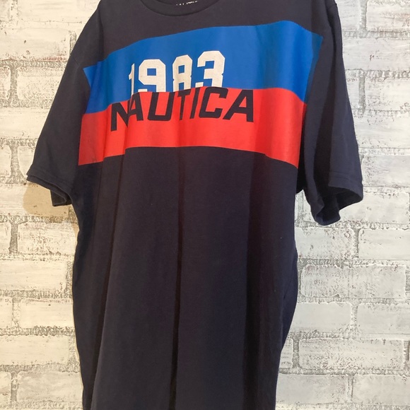 Nautica 1983 blue and red shirt for men - Picture 2 of 3